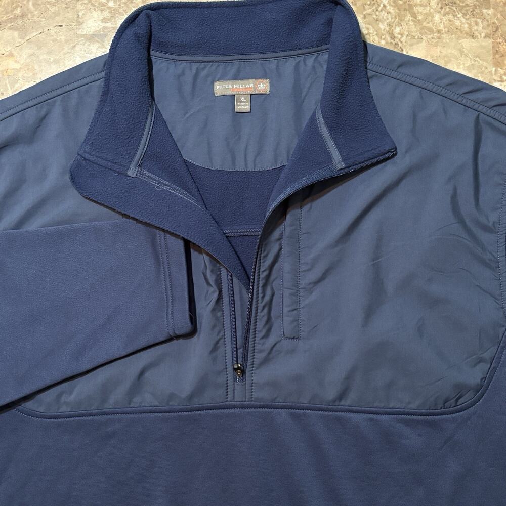 Peter Millar Sweatshirt Mens XL Blue Half Zip Hybrid Fleece Windbreaker Golf